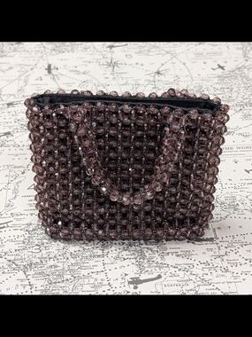 Vintage 90s Y2K GAP Smokey Brown Beaded Mini Tote Bag